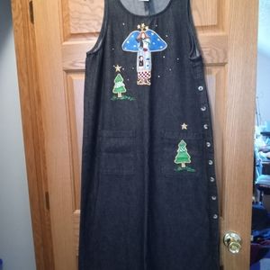 The Quacker Factory Holiday jean dress medium